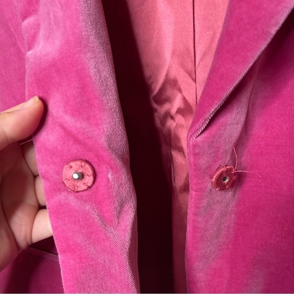 Marella Pink Fuchsia velvet one button closure blazer sz US 6 - Picture 7 of 9